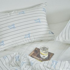 아망떼 썸머 쉴드 리본 알러지 케어 시어서커 리플 2겹 베개커버