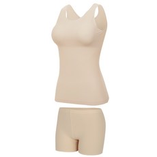 더크리미 여아용 학생 심리스 무봉제 SOFT U형 런닝나시 + 노라인 사각 팬티 세트