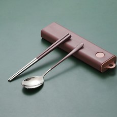 Dometopia DOTO 食道樂便攜式餐具組, 1套, 磚紅色, 湯匙 + 筷子 + 收納盒