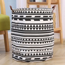 Wonteak 亞麻皮革提手洗衣籃, A款