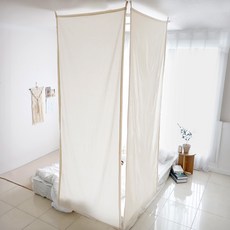 CASA VERDE 粗紗薄雙環型窗簾布料空間隔間, 自然米色