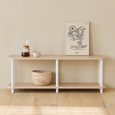 MAISON DE COMME MA BESTA 兩層置物架, 木紋色與白色, 2層