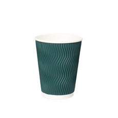color cup CAFE 三層隔熱波浪紙杯 綠色 240ml, 250入, 1個