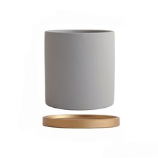 BSUP 可愛家用花盆 + 托盤, 灰色 + 金色