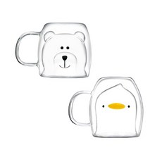 石灰橄欖動物耐熱雙杯 2 件套, 熊，鴨, 2入