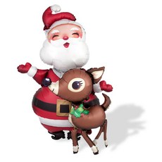 Wow Party Korea 飄浮走路聖誕老人馴鹿鋁箔氣球, 混合顏色, 1個