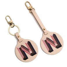 블랑플뢰르 소가죽 이니셜 키링 AC0KE2181, 피치, 2개