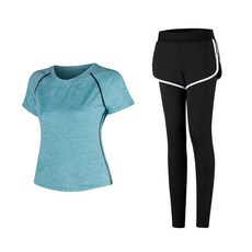 女款時尚瑜伽短袖T恤+短褲內搭褲