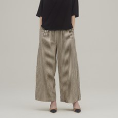 신비 여성용 스트라이프 코튼 와이드 밴딩 팬츠