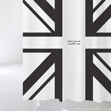 Design Supul 浴簾 L 1800 x 1880 mm sc922 + 不鏽鋼掛環 + 白色浴簾桿套組, 1套, 白色