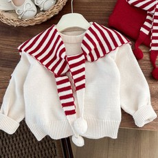 HARAROI 紅色撞色條紋翻領針織衫