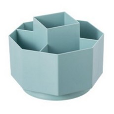 헤이조이 다각형 회전형 5구 대용량 책상정리 연필꽂이, 블루, 1개