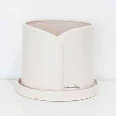 Garden in the City 馬卡龍色陶瓷摺疊花盆含底盤組, 1套, 白色