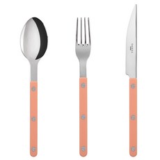 Sabre Bistro 亮面粉彩主餐餐具3件組, 1套, 餐匙, 餐叉, 餐刀, 裸粉色