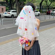 Vivimua 彩色蓬蓬 自助婚紗 婚前派對 頭紗 SH060