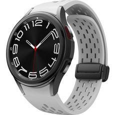 HAMATE Galaxy Watch 多孔磁吸扣矽膠錶帶, 淺灰色, 1個