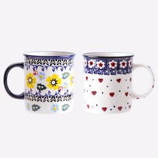 MAISON OBJET Praka 陶瓷直筒馬克杯 中 350ml 2件組, 1套, 萬壽菊黃 + 櫻花紅