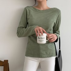 시크블랙 여성용 히소루 입술넥 루즈핏 긴팔 슬라브 cpt13127k37