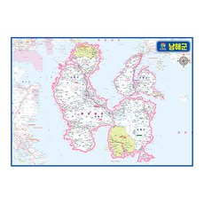 지도닷컴 경상남도 남해군 관내 경계 행정 코팅 지도 150 x 110 cm, 1개