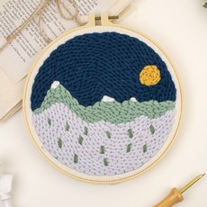 아트조이 DIY 펀치 니들 자수 + 4단 바늘 세트, 1세트, 밤풍경