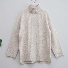 이얀 꼬임 박스 폴라 임산부 니트 티셔츠