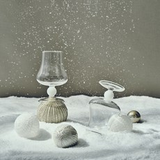 Glasslock 格拉氏洛克 雪球高腳杯 250ml, 白色, 2個