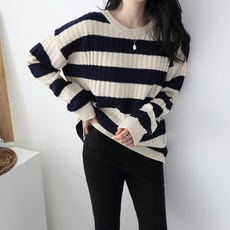 JENIT 女款圓領條紋長袖針織衫 n1711