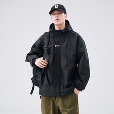 Starbean 男款小刺繡休閒連帽防風外套