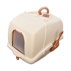 FOSO 大空間全封閉式貓砂盆，41.5 x 43 x 58cm，防臭抗菌，附貓砂鏟，貓咪如廁更舒適, 1個, 單色