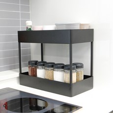 KAZT 固定式廚房縫隙收納架 2層, 黑色