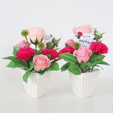 高級康乃馨香皂花盆 2入, 粉紅色, 2個