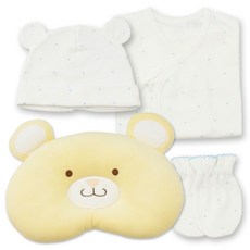 babybear 嬰兒愛心肚衣 + 防抓手套 + 新生兒帽 + 小熊塑形枕頭套組
