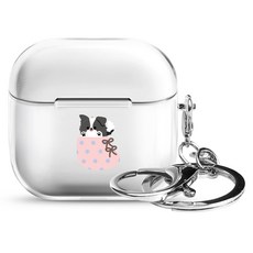 아이무이 냥이퍼피 에어팟 4세대 투명 하드 케이스 + 키링 세트, 양말보더콜리, 1세트