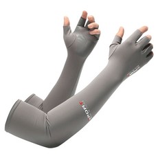 高彈/防滑/防曬 半指冰絲袖套, 灰色, 1雙