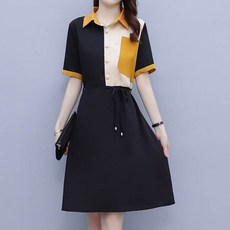 ATTERLIC 撞色口袋夏季正裝連身裙 00201 含大尺碼, 黑色