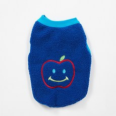 狗狗愛啵啵保暖羊羔毛刺繡蘋果時尚背心, 海軍藍, 1個