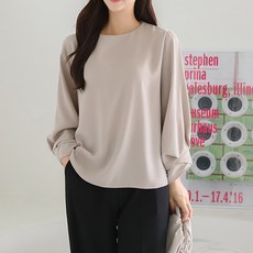 Vanessabin 袖口扭結圓領女上衣 v00332