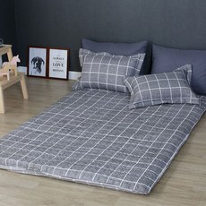 床墊套 現代格紋款, 深灰色