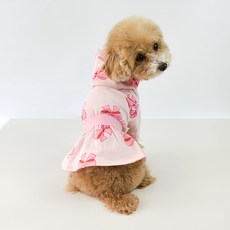 Grooming Dog 寵物蝴蝶結蕾絲連帽連身裙, 1個, 粉紅色