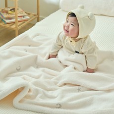 롤베이비 유아용 겨울 자수 극세사 블랭킷, 달과 별