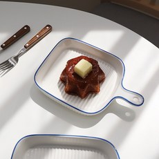 Bloom at home 鈷藍方形手把烤盤 小, 白色 + 藍色, 2個