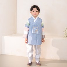 Agahanbok 男童款天藍色韓服套裝