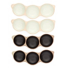 陶瓷3格圓形小菜盤 2色 2套組, 白色, 黑色, 1套