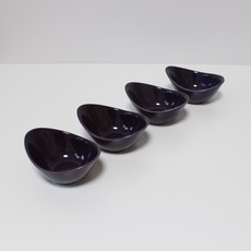 月鹽 韓國製現代陶瓷亮光醬料碗醬菜小碟, 4個, 紫色