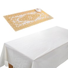 에이치케이트레이딩 화이트 식탁보 테이블 매트 세트, 스퀘어골드, 90 x 90 cm, 1개