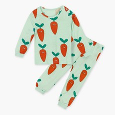 Uni FRIend 童款胡蘿蔔圖案人造絲9分袖上衣長褲組