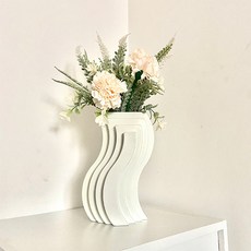 曲線方形花瓶, 白色