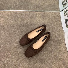 스웨이드 심플 리본 단화