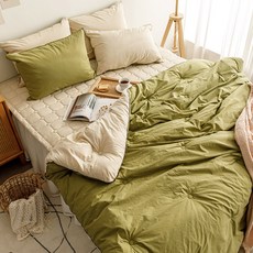 素色純棉柔軟四季被 60支棉, 橄欖綠