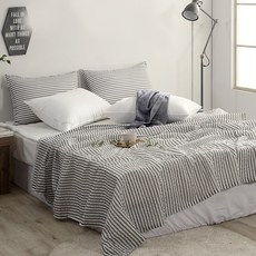 ATO&ALO 涼爽泡泡紗夏季單層被枕頭套組, 白色